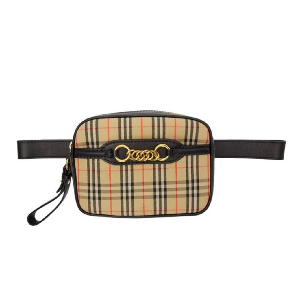 Burberry 1983 Check Link with Trim Black Canvas / Leather Weekend/Travel Bag